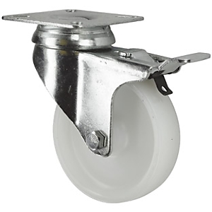 Braked Castors - Rectangular Plate Fixing