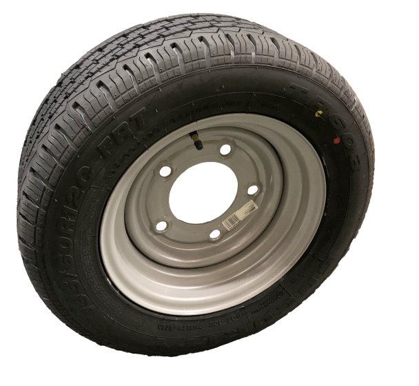 12in 195/60R12C 5-Stud 6.5in PCD Silver Trailer Wheel & Tyre