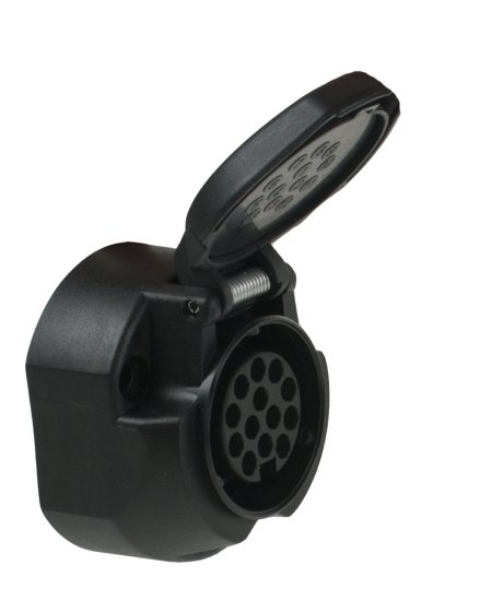 13 Pin Trailer Socket 12V Plastic With Mechanical Fog Cut-Off