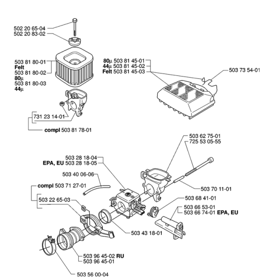 Carburetor & Air Filter Assembly For Husqvarna 362XP Chainsaw 