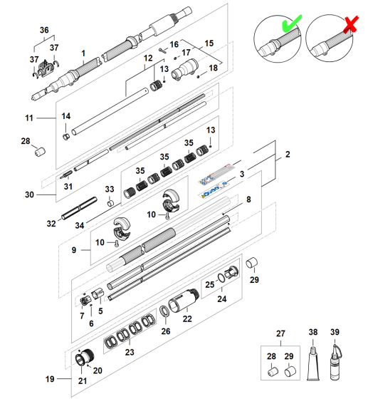 Drive Tube Assembly for Stihl HTA 135