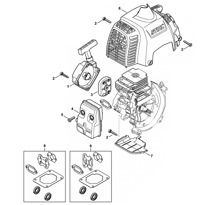 Stihl FS230 Rewind Starter Muffler Assembly | L&S Engineers
