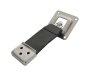 Door Check Strap, Stainless Steel Plates & Black Rubber, 124mm Length