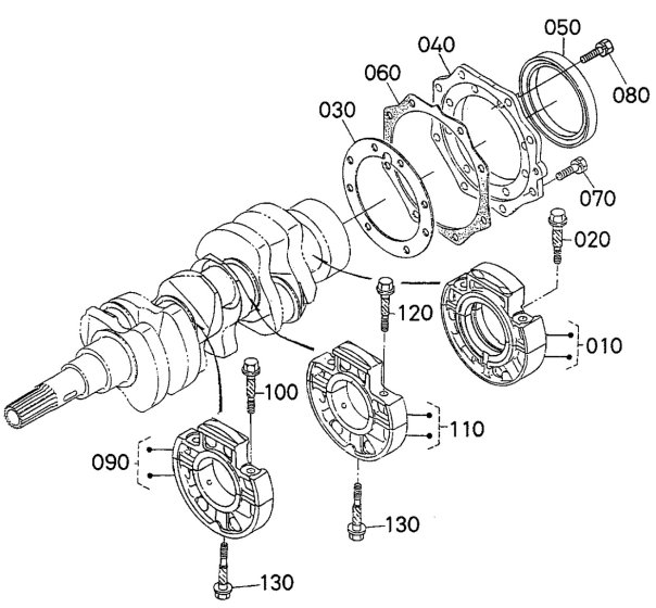 Main Bearing Case Assembly for Kubota DF752-E2 Engine