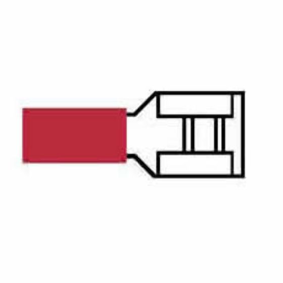 Red Pre-Insulated Push-On Terminals - 6.30mm Pack of 100 - 2-001-09