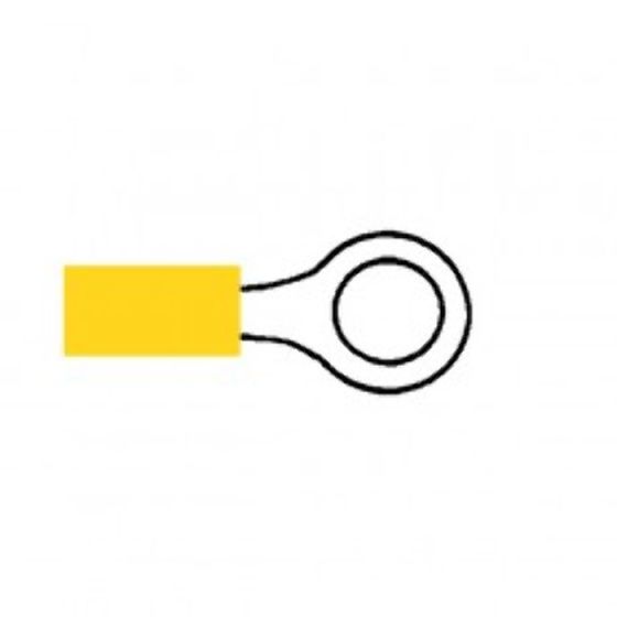 Yellow Pre-Insulated Ring Terminals - 8.40mm Pack of 100 - 2-001-12