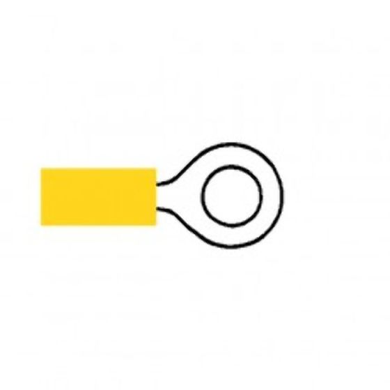 Yellow Pre-Insulated Ring Terminals - 6.40mm (Pack of 50) - 0-001-22