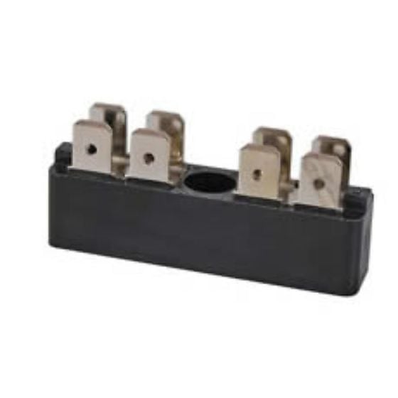 2 x 4-Way Bus Bar with 6.3mm Common Plated Brass Blade Terminals - 25A - Each - 0-005-52