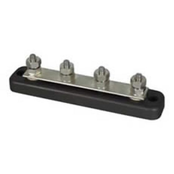 4-Stud Tin-Plated Copper Bus Bar with 4 x 1/4” UNF Studs - 150A - Each - 0-005-56