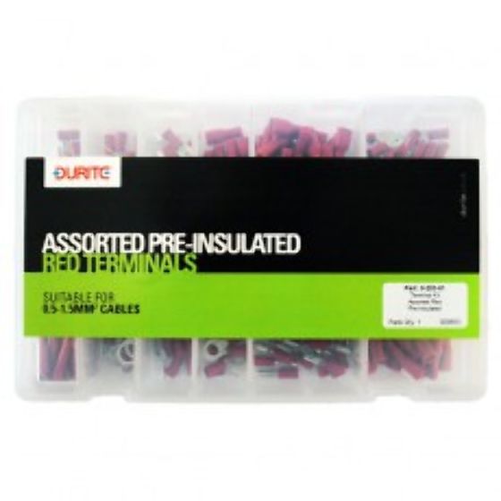 Assorted Pre-insulated Red Terminals suitable for cables 0.5-1.5mm - Box Kit - 0-203-01