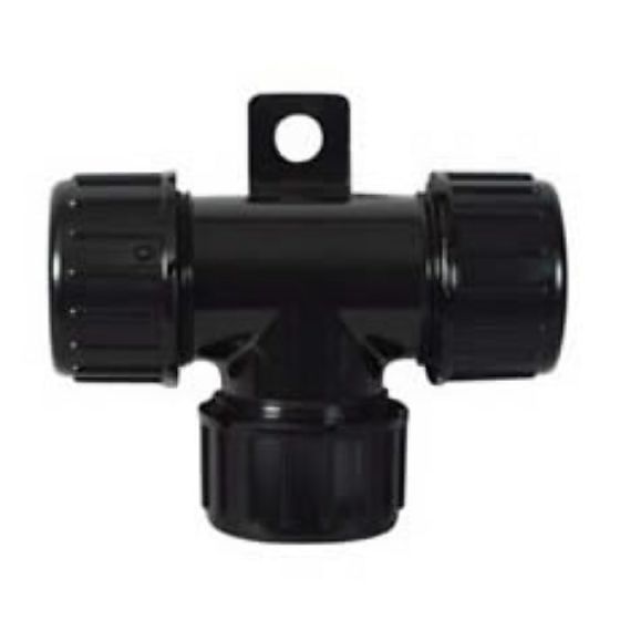 Black Polycarbonate Sealed T-Piece with Nylon Cap Nuts - 22 x 22 x 22NW - Each - 0-330-72