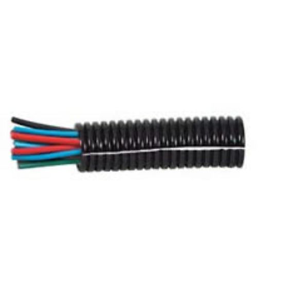 Black Nylon Heavy-Duty Convoluted Split Tubing - 22NW x 50m - 0-331-22