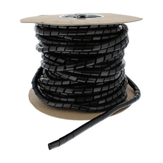 Cable Spiral Binding 15.0mm Black Polyethylene 25m Coil - Durite Part - 0-332-58