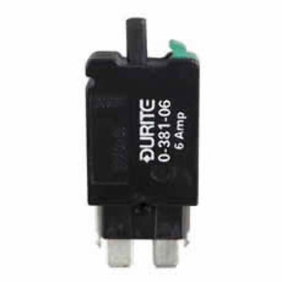 Tall Blade Fuse Type Manual Reset and Manual Trip Circuit Breaker - 6A, 12/24V - Each - 0-381-06