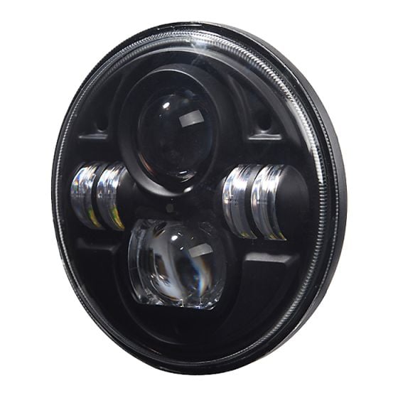 LED Headlamp, 7" round, 12/24V, RHD Each