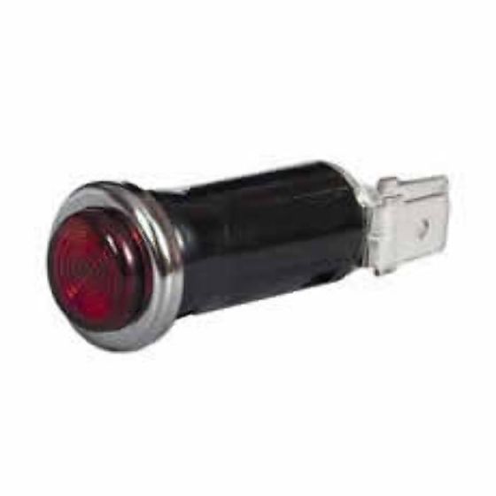 Red Warning Light with 12V 2W Ba7S Bulb for 13mm diameter hole - Chrome Bezel Pack of 100 - 3-609-05