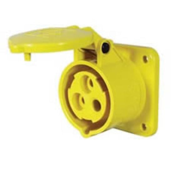 16A 110V Yellow Panel-Mounted Socket - Each - 0-698-68