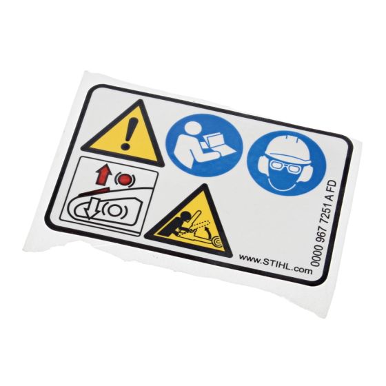Warning Pictogram for Stihl MS362 Chainsaw - OEM No. 0000 967 7251