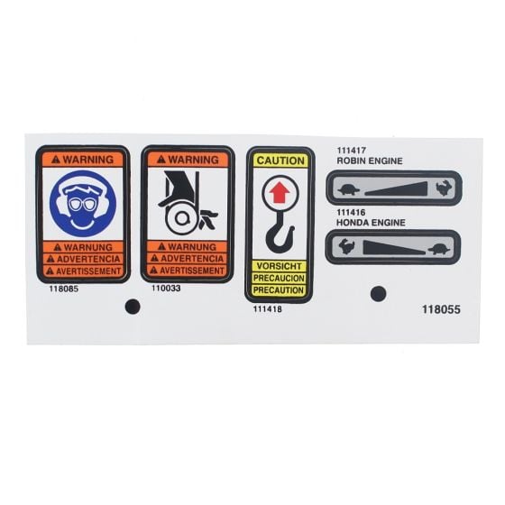 Decal Safety Sheet for Wacker VP1030A, VP1340 Plate Compactor - 0118055