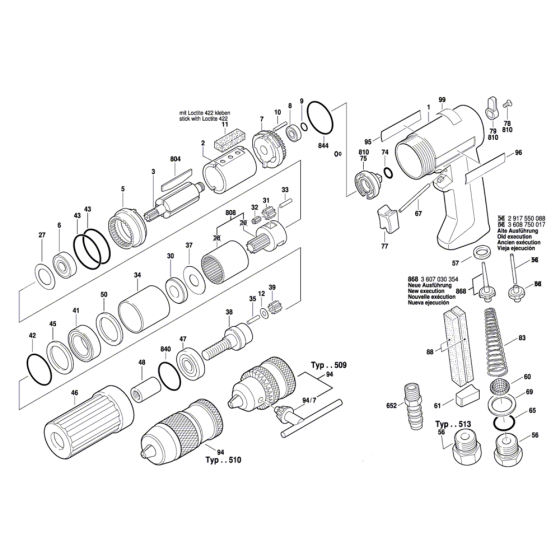 320-watt Pneumatic Drill Assembly for Bosch 0 607 160 509