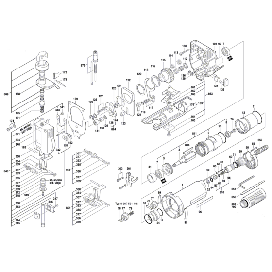 Pneumatic Orbital Jigsaw with Dead Man's Switch Assembly for Bosch 0 607 561 116