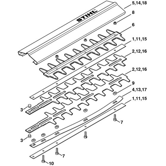 Stihl HS75 Hedge Trimmer Guide & Cutter Assembly