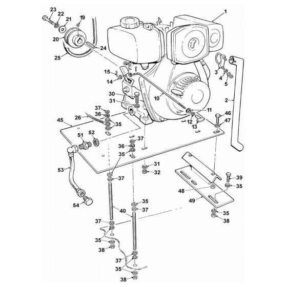 Engine & mounts Yanmar L40/L48ARE-SE/L48N5SJ1 (electric start) Assembly for Winget 100T Cement Mixers