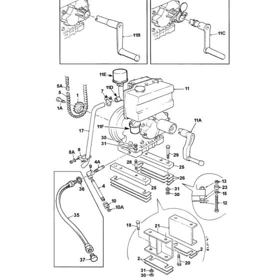 Lister Petter LT1/LV1-32 Drive Assembly Assembly for Winget 100T Cement Mixers