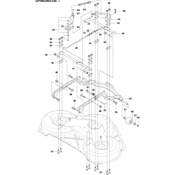 103cm Cutting Deck Assembly-1 for Husqvarna Cutting Deck Combi 103, R200-Series Riders