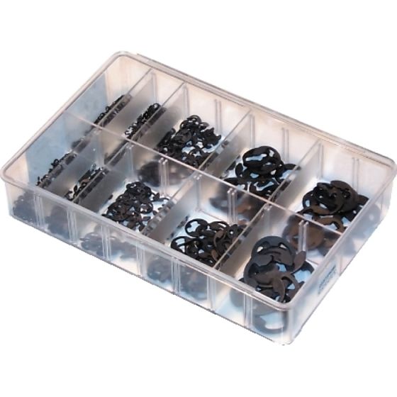 Assorted Box Metric “E" Retainers, Sizes: 1.5-15mm (800 pieces)