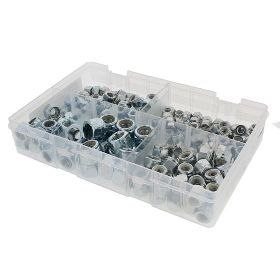 UNF Nylon Insert Locking Nuts 1/4" - 1/2" Assorted Box  (220 pieces)