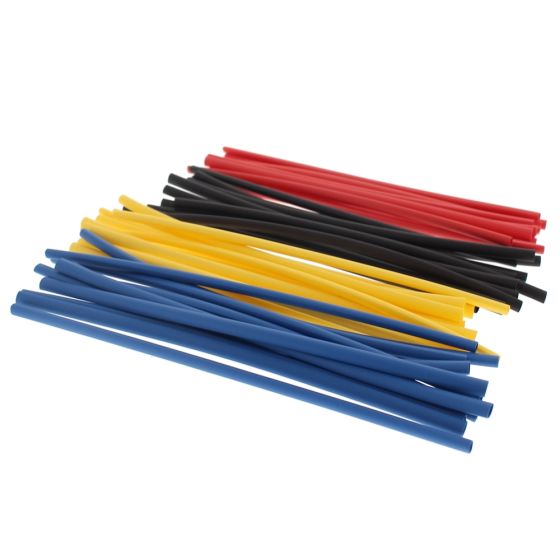 Heat Shrink Tubing, Sizes: 4.8mmx200mm, Assorted Colours, Pack of 48