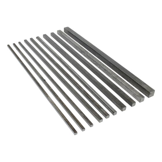 Key Steel, Imperial Sizes 3/16"x3/16" - 1/2"x5/16", 12" Length, Assorted Pack of 10