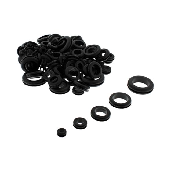 Rubber Wiring Grommets, Sizes: 6.4x4.75 - 16.0x12.5mm Assorted Pack of 120