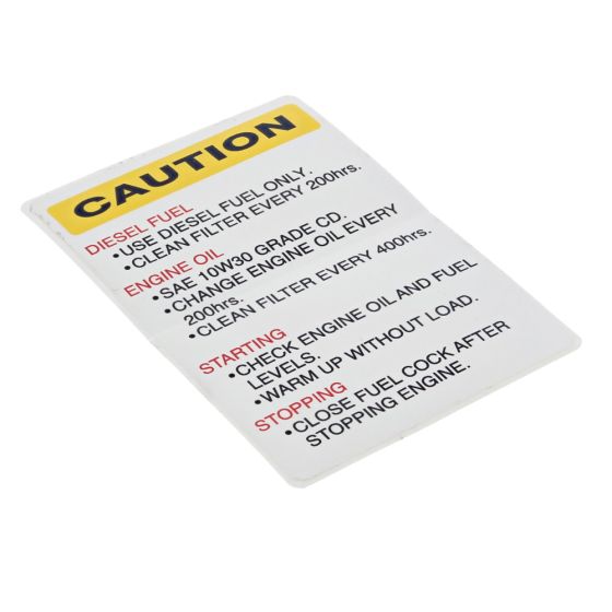 'Caution' Label for Yanmar L100N Diesel Engines - OEM No. 114210-07120