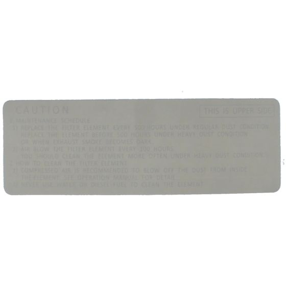 Air Cleaner Label fits Yanmar L70N, L100N Diesel Engines - 114210-12610