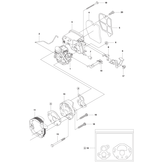 Carburetor & Air Filter Assembly for Husqvarna 120 Mark II Chainsaws