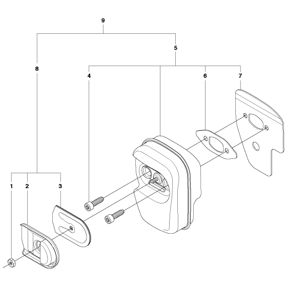 Muffler Assembly for Husqvarna 120 Mark II Chainsaws