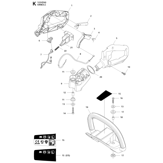 Handle Assembly for Husqvarna 122 HD60 Hedge Trimmers