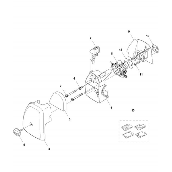 Carburetor & Air Filter  for Husqvarna 122 LDx Trimmer/ Edgers