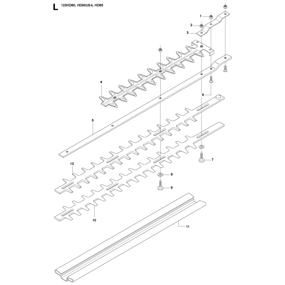 Cutting Equipment Assembly for Husqvarna 123 HD65X Hedge Trimmers