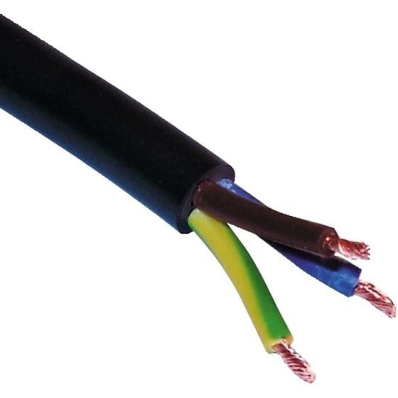 1.50mm Black 3 Core Rubber Flexible Cable