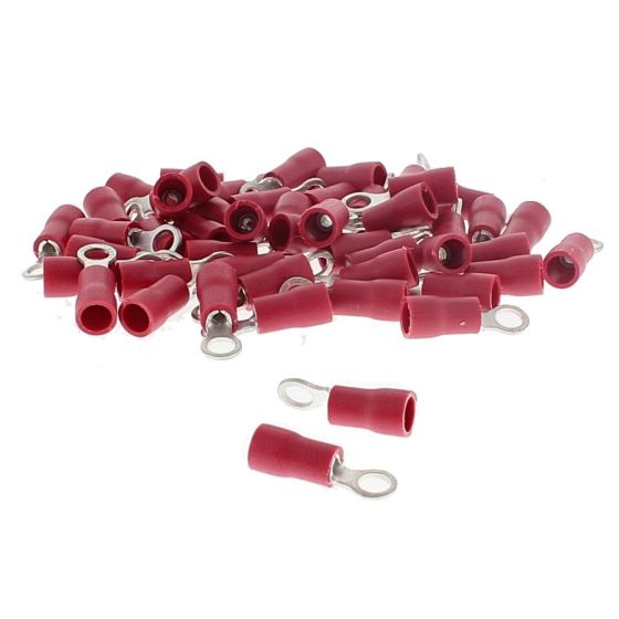 Red Pre-Insulated Ring Terminals - 3.70mm (Pack of 50) - 0-001-01