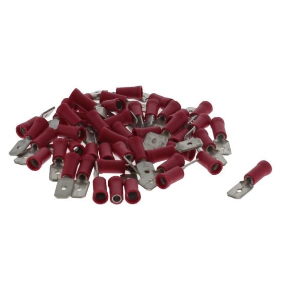 Red Pre-Insulated Blade Terminals - 6.30mm (Pack of 50) - 0-001-26