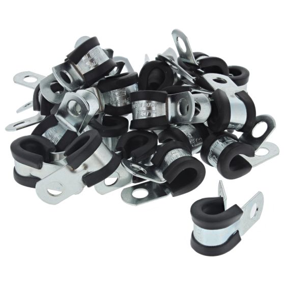 Steel/Rubber P Cable Clips for 8mm diameter cable (Pack of 25) - 0-002-82