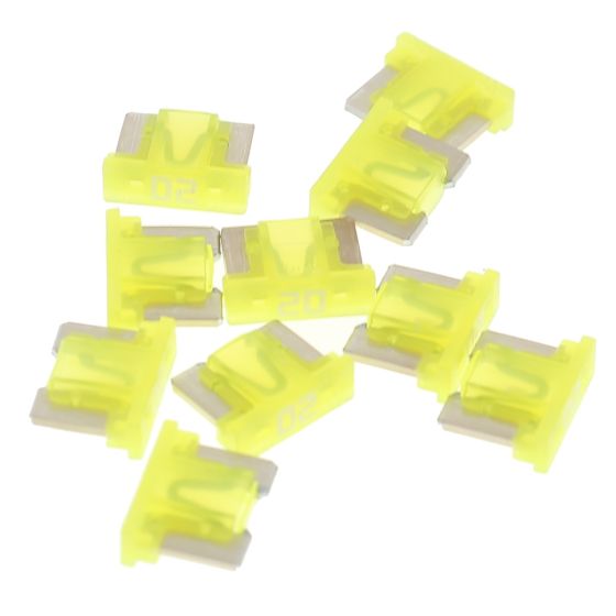 Yellow Low Profile Mini Blade Type Fuse - 20A (Pack of 10) - 0-371-20