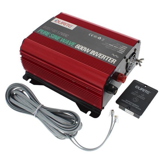 600W 12V DC to 230V AC Compact Sine Wave Voltage Inverter - Each - 0-857-60