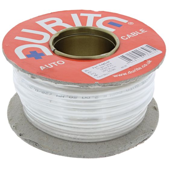 White Single-Core PVC Auto Cable - 2mm x 50m - 0-943-07