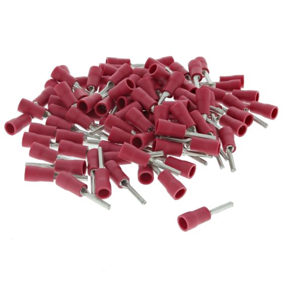 Red Pre-Insulated Pin Terminals - 1.90mm (Pack of 100) - 2-001-42