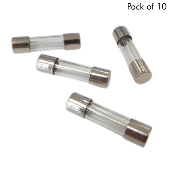 25mm Flat-Ended Glass Fuse - 15A Continuous 30A Blow (Pack of 10)